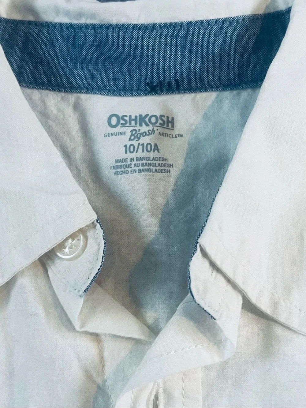 OshKosh B'gosh Cream Button-Down Shirt with Multi-Color Chest Stripe